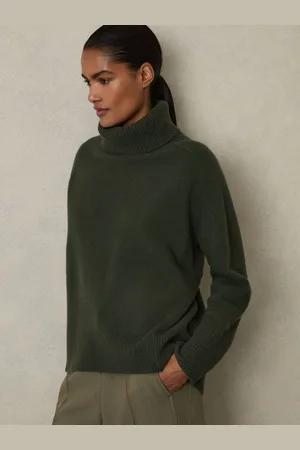 Reiss Wool Cashmere Roll Neck Jumper, L