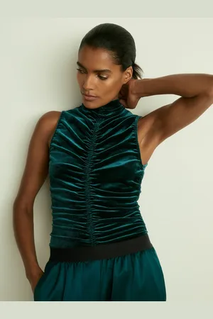 Reiss Racer-front Ruched-velvet Sleeveless Top, XS