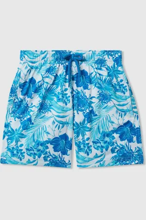 Vilebrequin Tropical Print Swim Shorts, Blue & white, 6-7Yrs