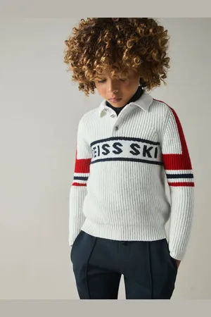 Reiss Acklin Jumper Colourblock, Off White & red Size: 56Y