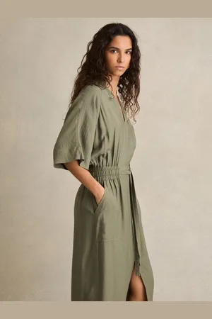 Reiss Petite Shirred-waist Midi Shirt Dress, 6