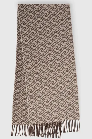 Reiss Bowen Dark Brown & off White Logo-jacquard Scarf With Wool