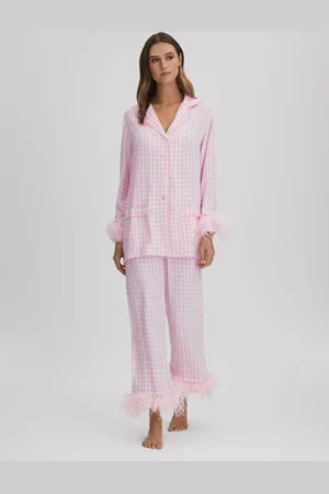 Sleeper Detachable Feather Pyjama Set, Pink & white, XS