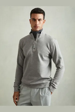 Reiss Leather-placket Interlock-jersey Sweatshirt, XS