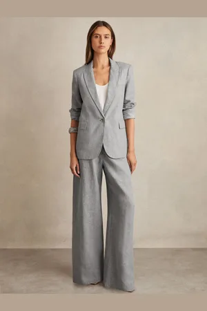 Reiss Petite Linen-blend Single-breasted Blazer, 6