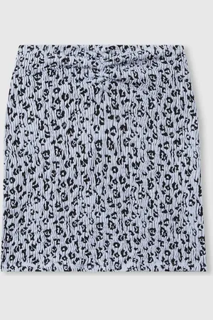 GOOD AMERICAN Always Fits Textured Leopard Mini Skirt, 2XS