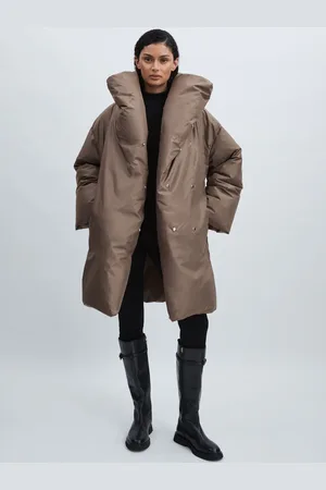 Meotine Molly Coat Puffer Plain, Grey & brown Size: XS