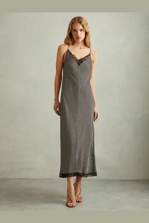 Reiss Striped Lace Trim Midi Dress, 4