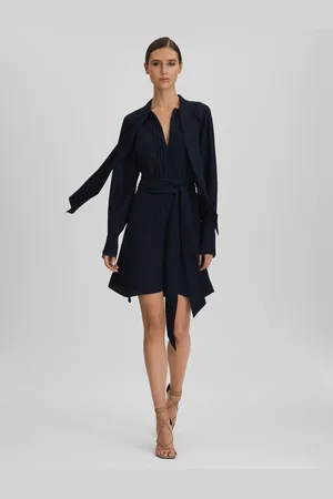 Reiss Tie Neck Zip Front Mini Dress, 4