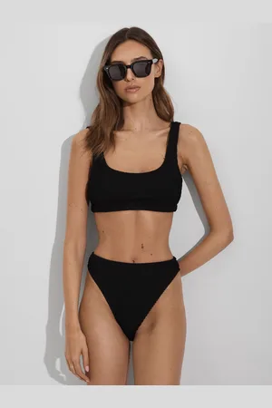 GOOD AMERICAN Always Fits Textured Scoop Neck Bikini Top, L-XL