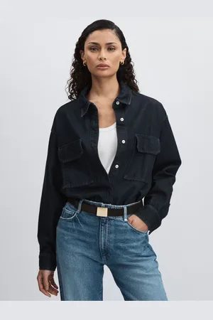 GOOD AMERICAN Oversized Shirt Cotton Plain, Size: 8