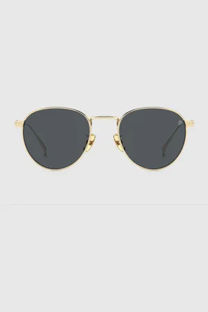 David beckham Eyewear by Round Trim Sunes, Gold & black, One Size