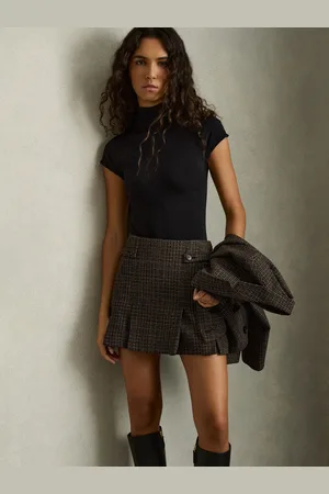 Reiss Tweed Pleated Mini Skirt, 4