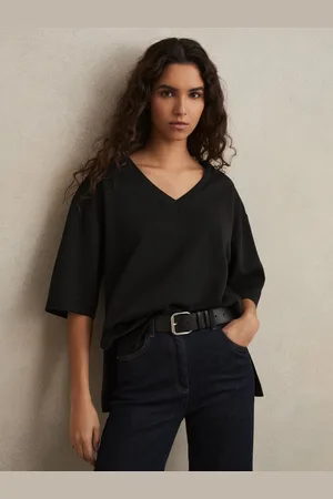 Reiss Stretch-cotton Oversized V-neck T-shirt, XS
