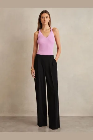 Reiss Elasticated-waist Wide-leg Twill Trousers, 4R