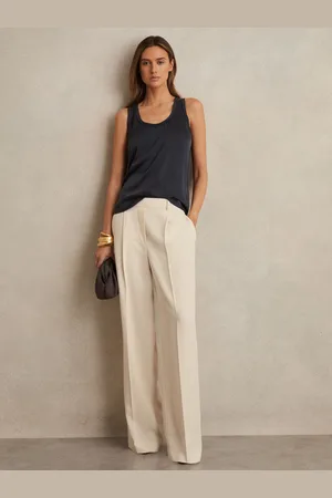Reiss Elasticated-waist Wide-leg Twill Trousers, 4R