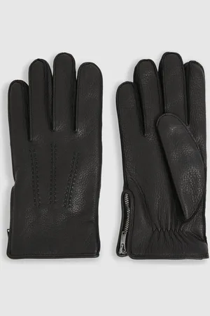 Reiss Leather Zip-side Gloves, S