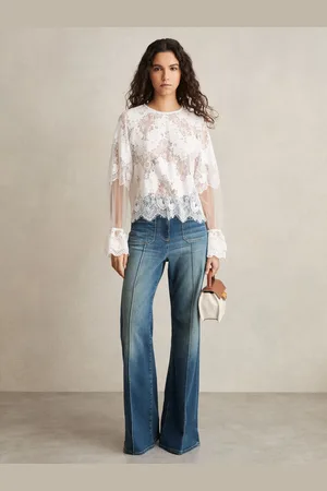 Reiss Lace Flared-cuff Blouse, 6