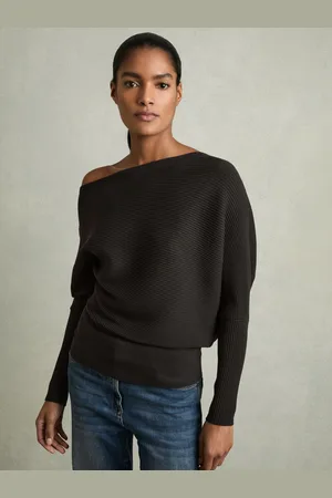 Reiss Asymmetric Drape Knitted Top, XS