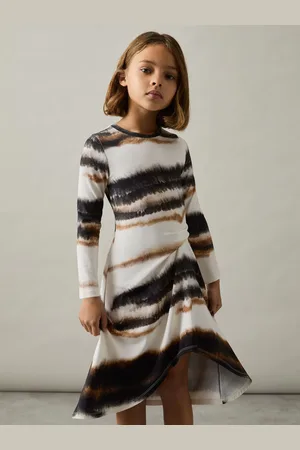 Reiss Georgia Midi Dress Abstract Print, Cream & black Size: 9-13 Yrs