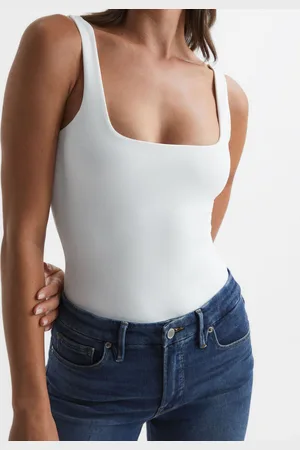 GOOD AMERICAN Scuba Tank Square Neckline Bodysuit, 6