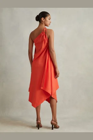 Reiss One Shoulder Draped Midi Dress, 4