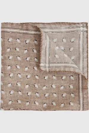 Reiss Almond Print Silk Pocket Square