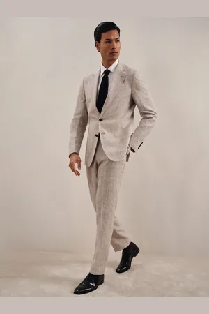 Reiss Linen Check Slim-fit Suit Trousers, 28
