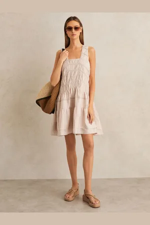 Reiss Shirred Ruffle Hem Mini Dress, 6
