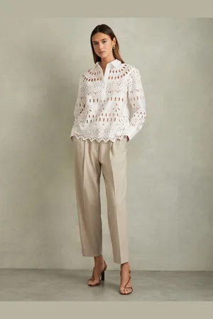 Reiss Enid Shirt Cotton Embroidered, Size: 4