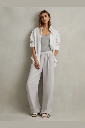 Reiss Lyocell Linen Wide Leg Trousers, 16R- Resort & Holiday Wear