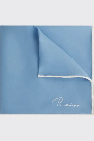 Reiss Ceremony Motif Pocket Square - Soft Silk Plain, Size: 32x32cm