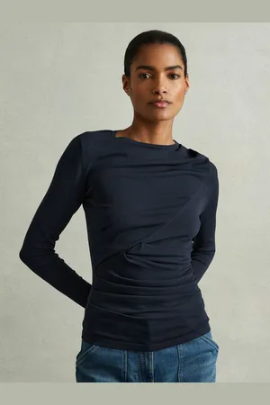 Reiss Draped Front Ruched Top, L