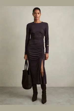 Reiss Jersey Ruched Midi Dress, 12