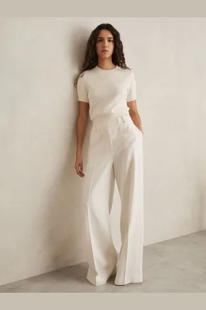 Reiss Petite Linen-blend Wide-leg Trousers, 4
