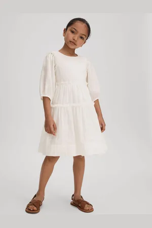 Reiss Tash Puff Sleeve Dress Linen Ruffle, Size: 4