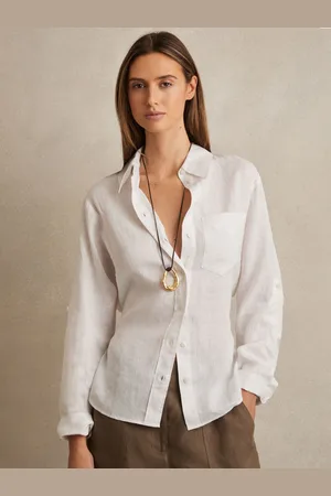 Reiss Linen Tie-back Shirt, 8
