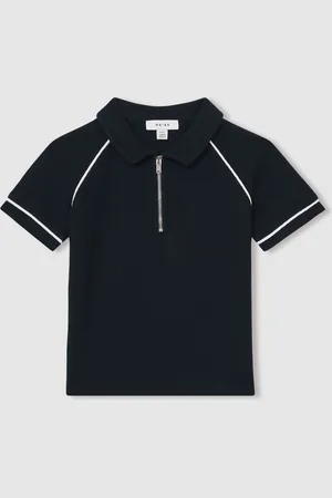 Reiss Cotton Textured Half Zip Polo Shirt