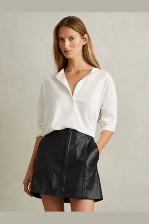 Reiss Leather Zip-front Mini Skirt, 4