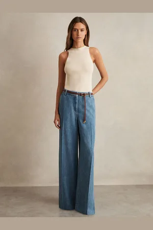 Reiss Denim-look Wide-leg Trousers, 4R