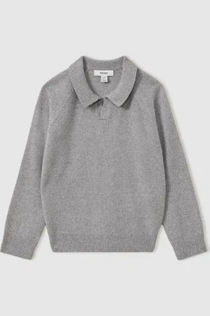 Reiss Grange Polo Shirt Wool Melange, Grey Size: K04
