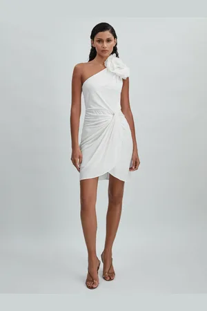 Halston Heritage One-shoulder Ruffle Mini Dress, , 6