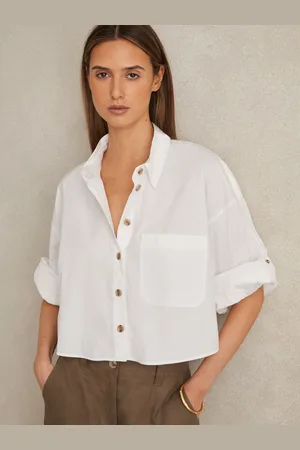 Reiss Solene Shirt Cotton Plain, Size: 8