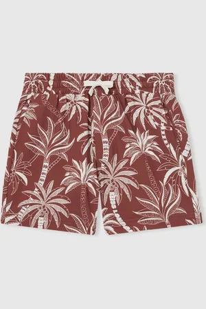 Reiss Rust & off White Palm-print Swim Shorts