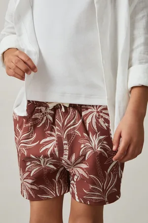 Reiss Rust & off White Palm-print Swim Shorts, Q04