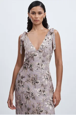 Paige Satin Floral Maxi With Silk, , 8