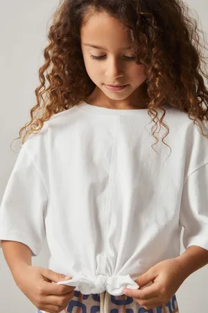 Reiss Cotton Tie-front Cropped T-shirt, Q04