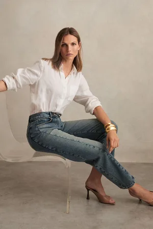 Reiss Petite Barrel-leg Seam Jeans, 24S
