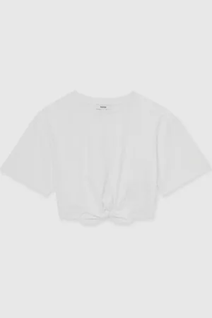 Reiss Cotton Tie-front Cropped T-shirt