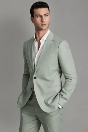 Reiss Single-breasted Linen Suit Blazer Slim Fit, 42